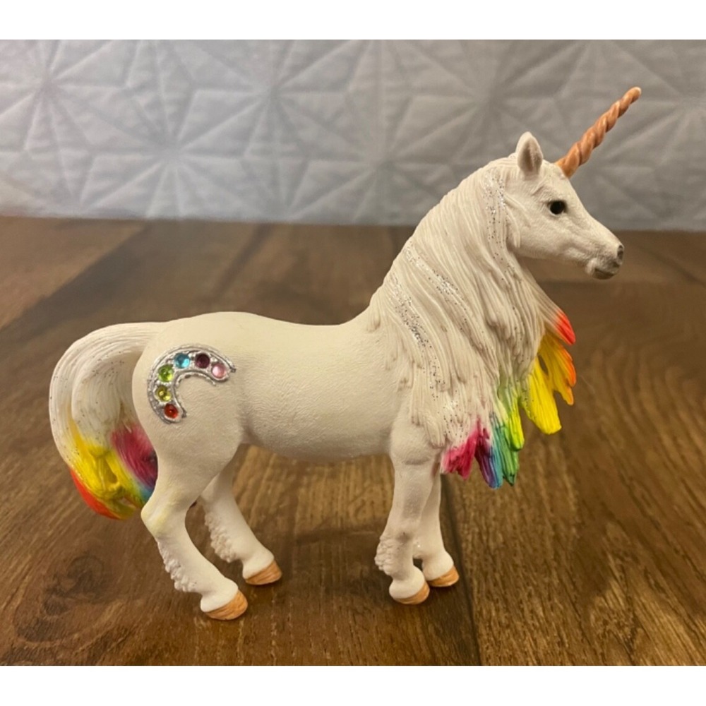 Schleich Unicorn Figure Glitter Rainbow Toy Mare Rainbow Rhinestone Horse